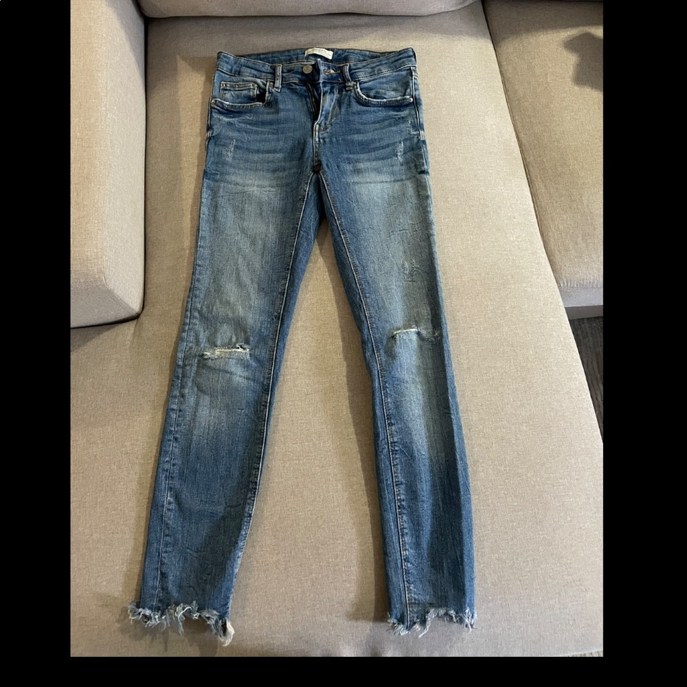 Zara Woman Premium Denim Collection Ripped Jeans
